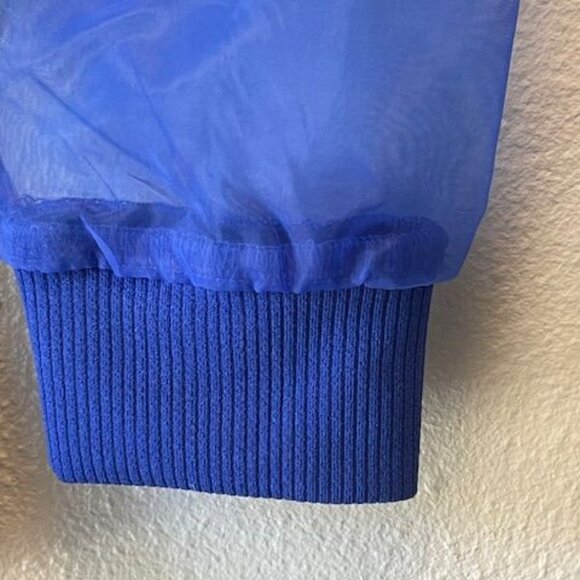 Blouse Blue Asymmetrical One-Shoulder Top With Sheer Puff Sleeve Fashion Elegant - Picture 10 of 16